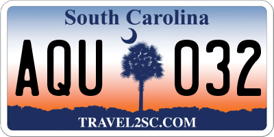 SC license plate AQU032