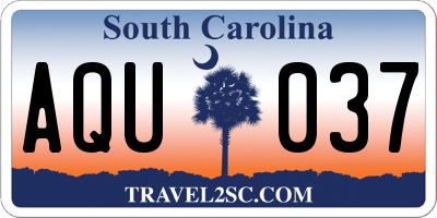 SC license plate AQU037