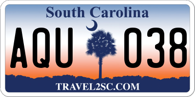 SC license plate AQU038