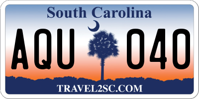 SC license plate AQU040