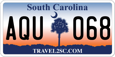 SC license plate AQU068
