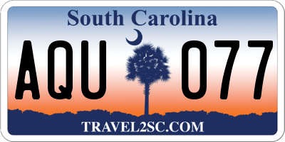 SC license plate AQU077