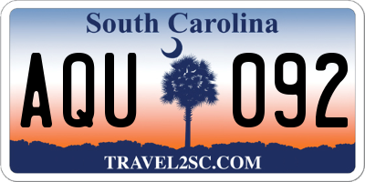 SC license plate AQU092