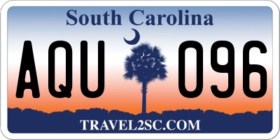 SC license plate AQU096