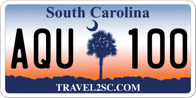 SC license plate AQU100