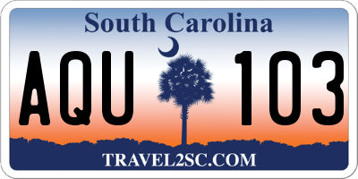 SC license plate AQU103