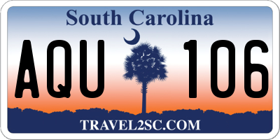 SC license plate AQU106