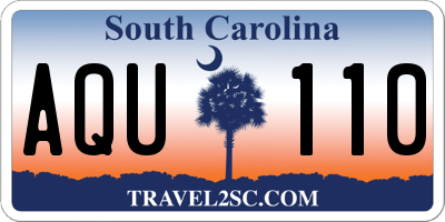 SC license plate AQU110