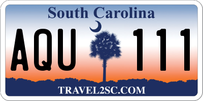 SC license plate AQU111
