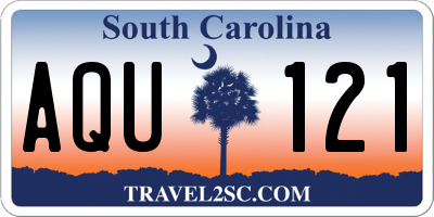 SC license plate AQU121