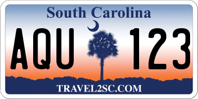SC license plate AQU123