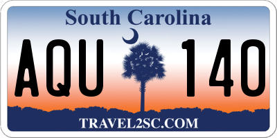 SC license plate AQU140