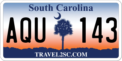 SC license plate AQU143
