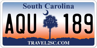 SC license plate AQU189