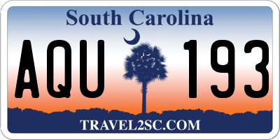 SC license plate AQU193