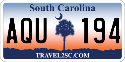 SC license plate AQU194