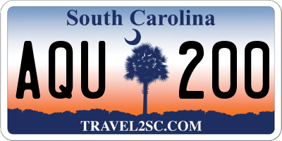 SC license plate AQU200