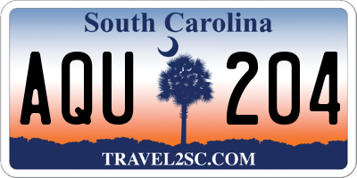 SC license plate AQU204