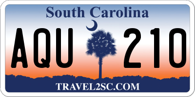 SC license plate AQU210