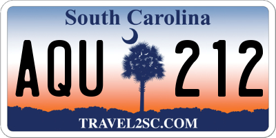 SC license plate AQU212