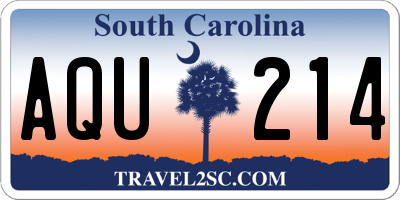 SC license plate AQU214
