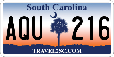 SC license plate AQU216