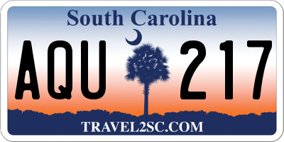 SC license plate AQU217
