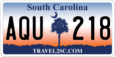 SC license plate AQU218