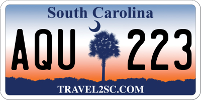 SC license plate AQU223