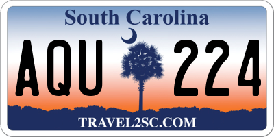 SC license plate AQU224