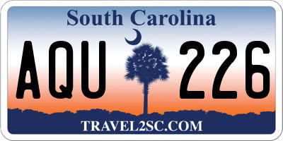SC license plate AQU226