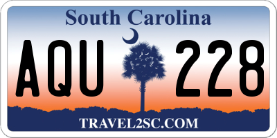 SC license plate AQU228