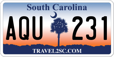 SC license plate AQU231