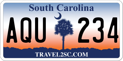 SC license plate AQU234
