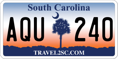 SC license plate AQU240