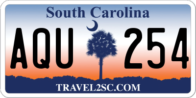 SC license plate AQU254