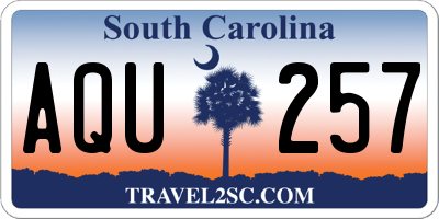 SC license plate AQU257
