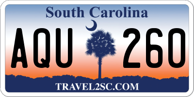 SC license plate AQU260