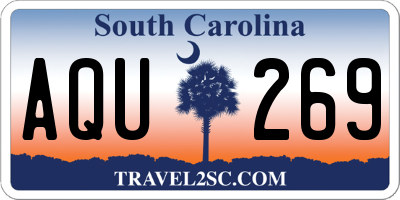 SC license plate AQU269