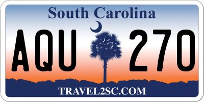 SC license plate AQU270