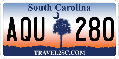 SC license plate AQU280