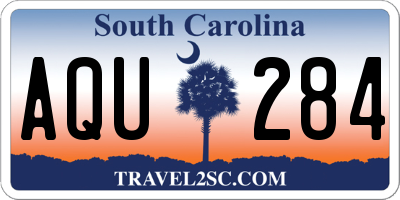 SC license plate AQU284
