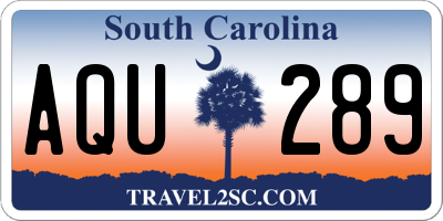 SC license plate AQU289