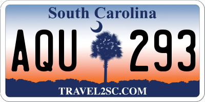 SC license plate AQU293