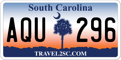 SC license plate AQU296