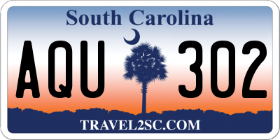 SC license plate AQU302
