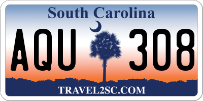 SC license plate AQU308