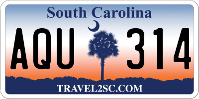 SC license plate AQU314