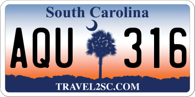 SC license plate AQU316