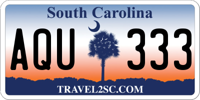 SC license plate AQU333
